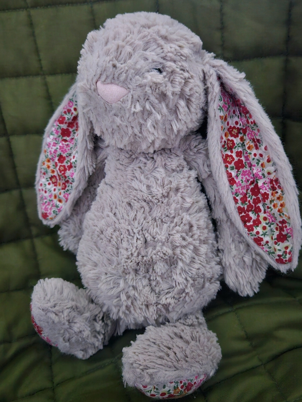 RETIRED JELLYCAT Bashful Bunny Blossom Soft Gray w/ Floral Plush Stuffy
